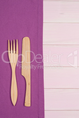 Kitchenware on purple towel