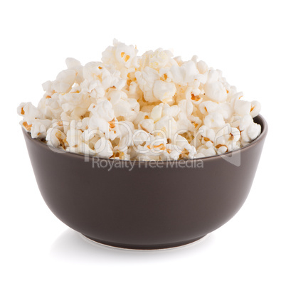 Popcorn in a brown bowl