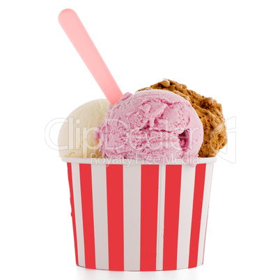 Ice cream scoop in paper cup