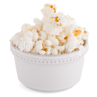 Popcorn in a white bowl