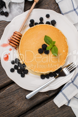 Pancakes with fresh blackberries