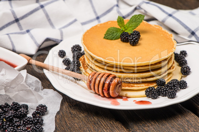 Pancakes with fresh blackberries