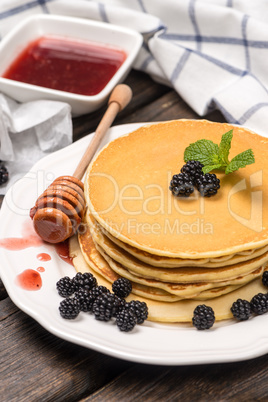 Pancakes with fresh blackberries