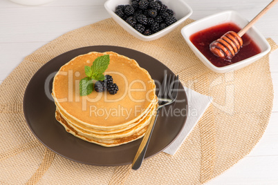 Pancakes with fresh blackberries