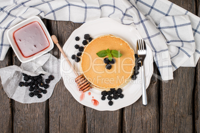 Pancakes with fresh blackberries