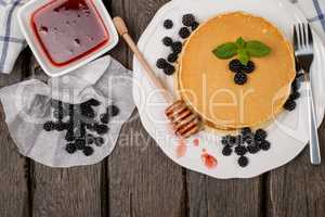Pancakes with fresh blackberries