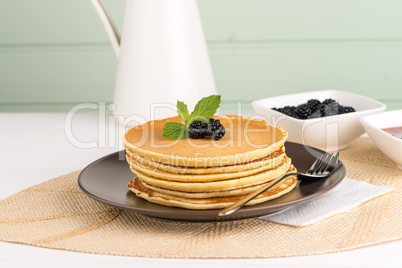 Pancakes with fresh blackberries