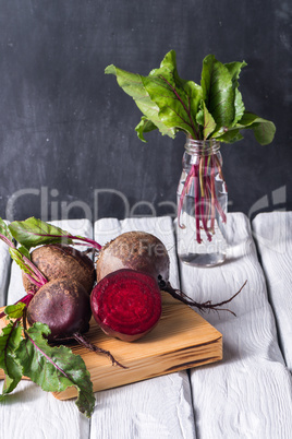 Beetroots rustic wooden table