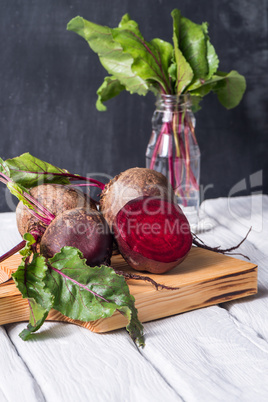 Beetroots rustic wooden table