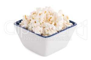 Popcorn in a white bowl