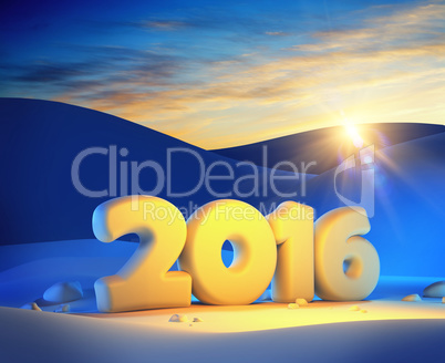 new year 2016, 3d render