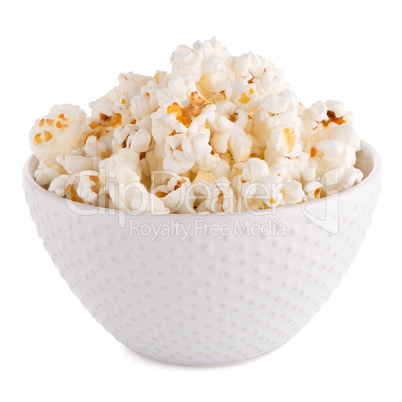 Popcorn in a white bowl