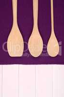 Kitchenware on purple towel