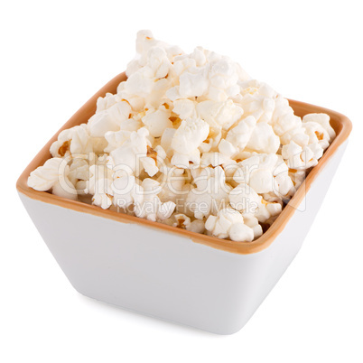 Popcorn in a white bowl
