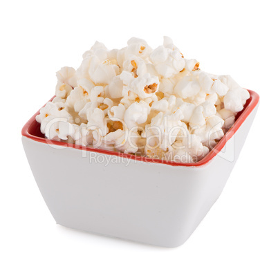 Popcorn in a white bowl