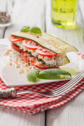 Italian appetizer of vegetables and cheese