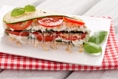 Italian appetizer of vegetables and cheese