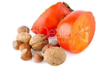 Ripe persimmons and nuts