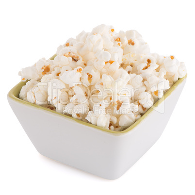 Popcorn in a white bowl