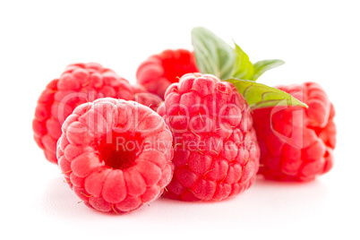 Raspberries with leaves