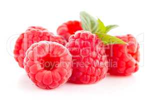 Raspberries with leaves