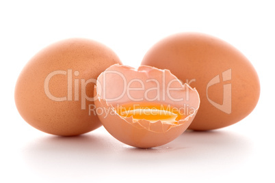 Raw eggs isolated on white