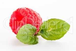 Raspberries with leaves