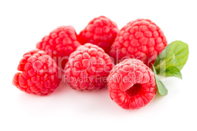 Raspberries with leaves