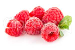 Raspberries with leaves