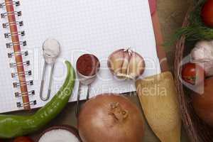 Common spices and vegetables for the preparation