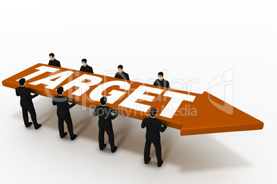 Businessmen wearing arrow with the inscription "TARGET"