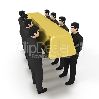 Businessmen wearing gold bullion