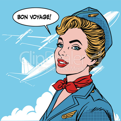 Bon voyage stewardess airplane travel tourism