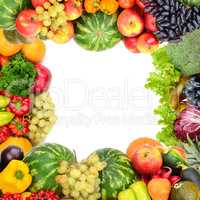 Frame of vegetables and fruits