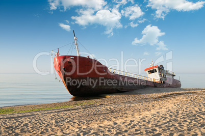 Fishing boat beached