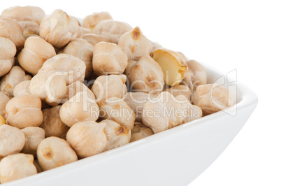 Closeup of a bowl with chickpeas