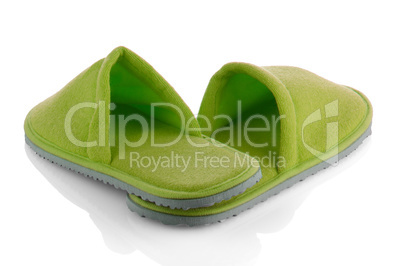 A pair of green slippers