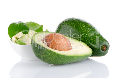 Avocados on white