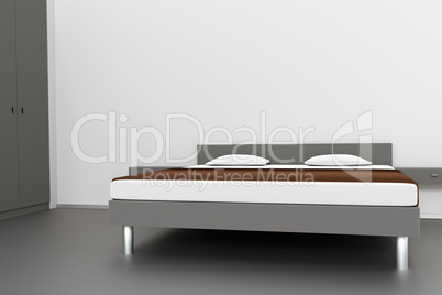 Bedroom with double bed, 3D