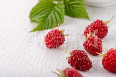 Ripe red raspberries