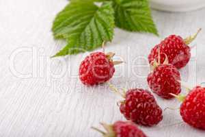 Ripe red raspberries