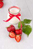 Homemade yogurt and strawberries