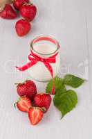 Homemade yogurt and strawberries