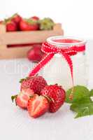 Homemade yogurt and strawberries