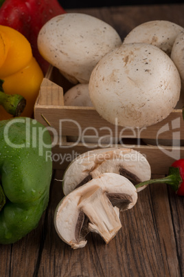 Vegetables on wooden box