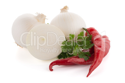 Onion, chilli peppers and parsley