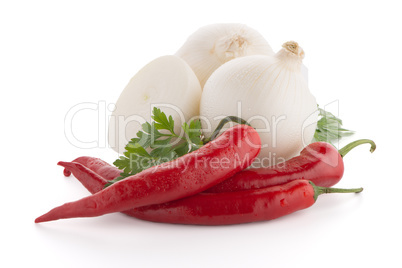 Onion, chilli peppers and parsley