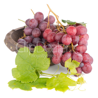 Fresh red grapes in wood bown