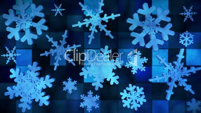 Broadcast Spinning Hi-Tech Snow Flakes, Blue, Events, Loopable, HD