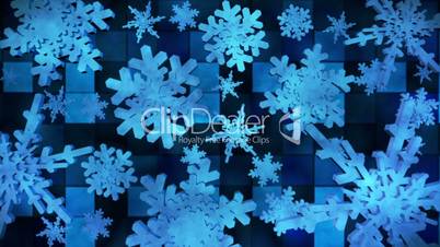 Broadcast Spinning Hi-Tech Snow Flakes, Blue, Events, Loopable, HD